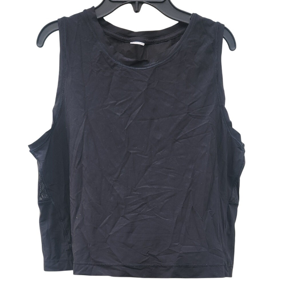 Athleta Seamless Athletic Sporty Sleeveless Top Black Stretchy Sheer Large Airy